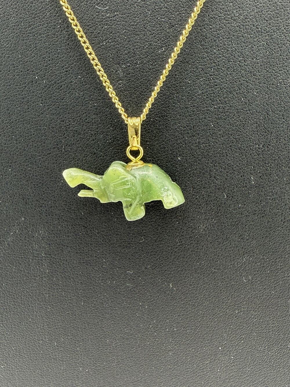 ESTATE 925 STERLING SILVER VERMEIL ELEPHANT NECKLACE TRUNK UP 18" CHAIN